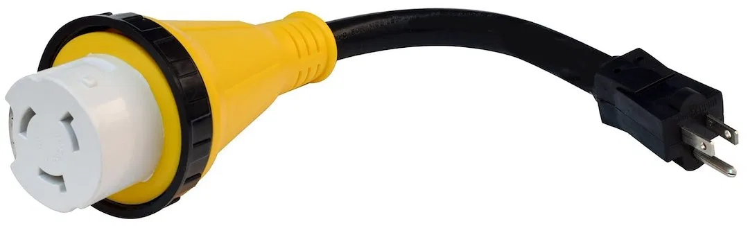 A10-1550DBK – VALTERRA LLC Power Cord Adapter, 15 Amp Male to 50 Amp Female Detachable Black 12 Inch Length Non Locki...